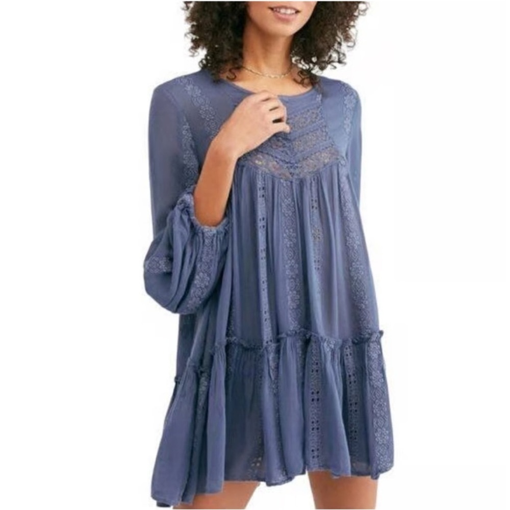 Free People kiss kiss lace eyelet Tunic Top XS